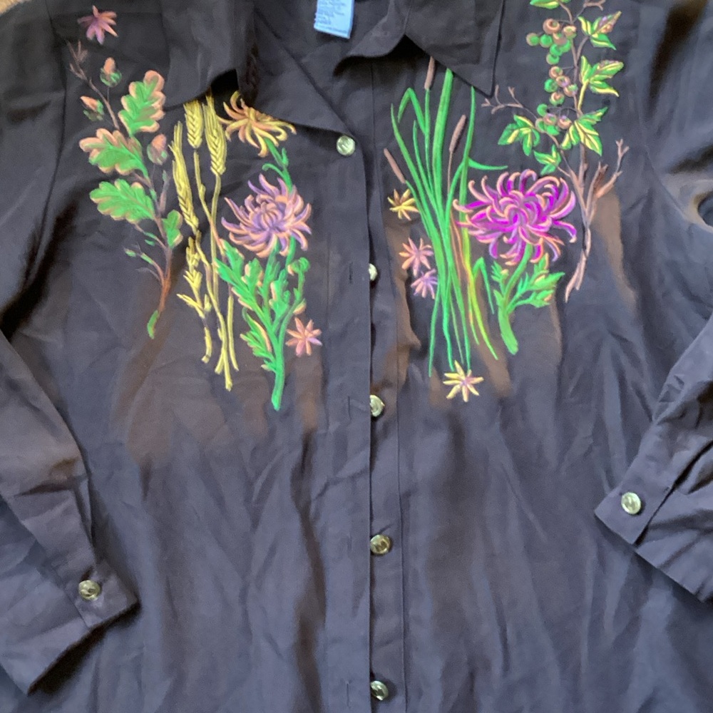 Bob Mackie Dark Brown Wearable Art Shirt - image 7